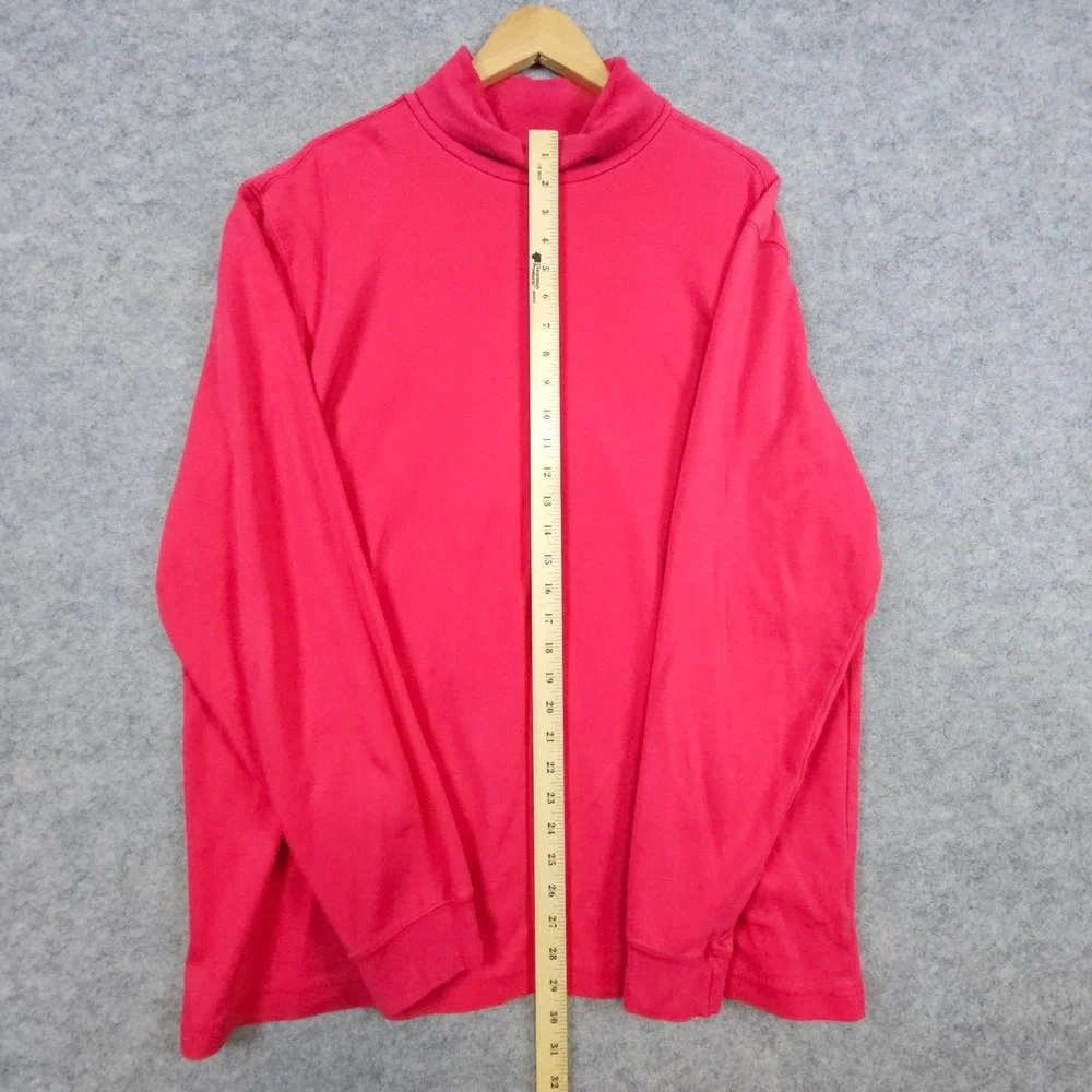 Lands End Men's Red Turtleneck Pullover Size XL/T 100%‎ Cotton Preppy FADING